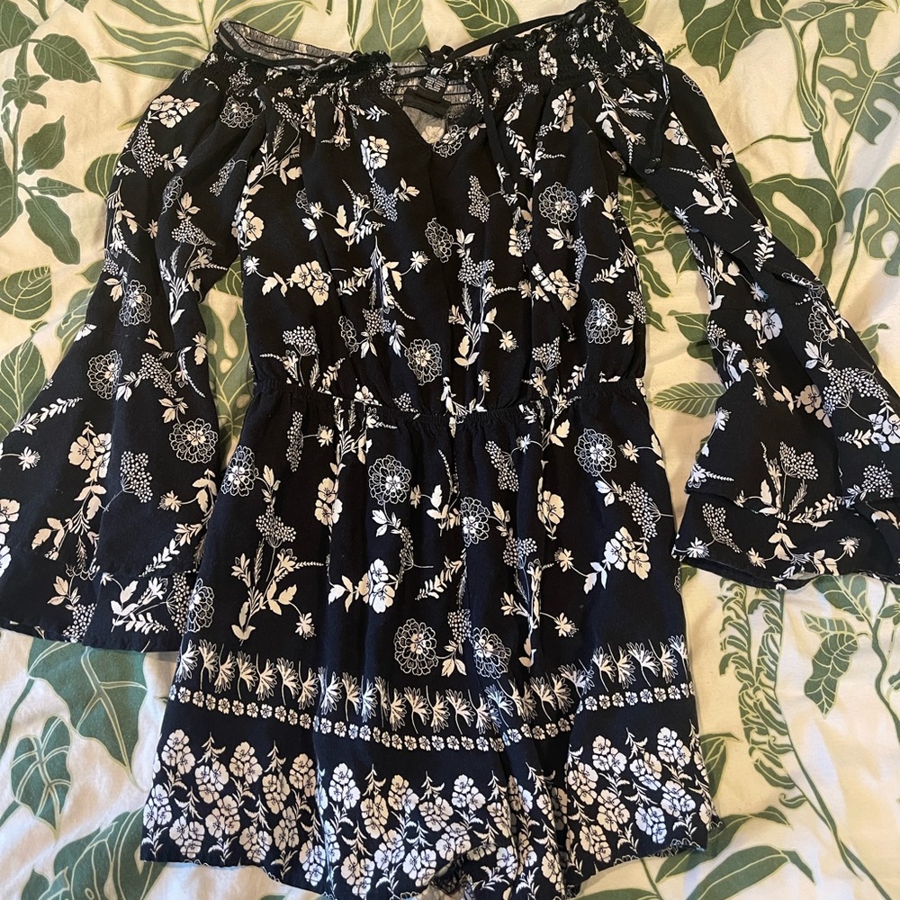 Black with flowers romper